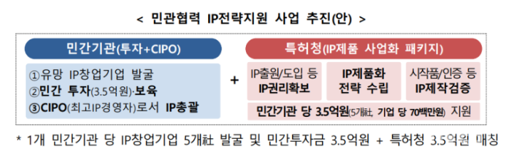 ▲민관협력 IP전략지원 사업 추진(안) (출처 = 특허청)