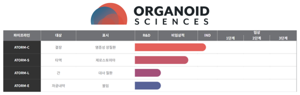 ▲오가노이드사이언스 파이프라인