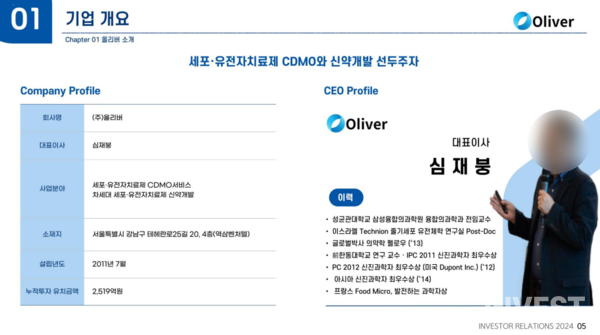 ▲올리버 IR 자료 일부